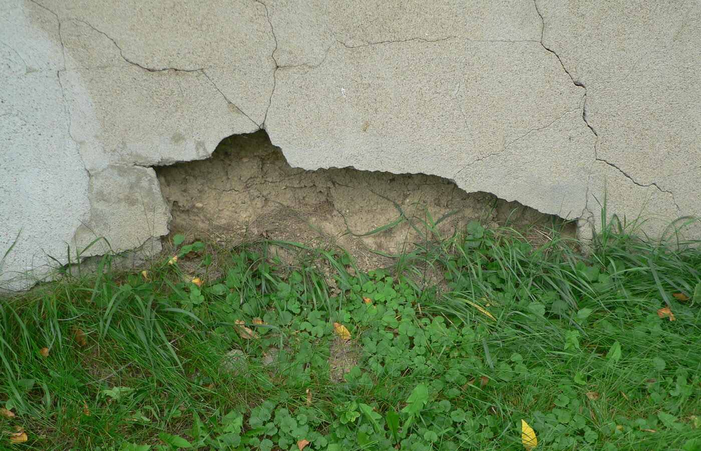 Rammed earth wall detail showing exposed earth construction